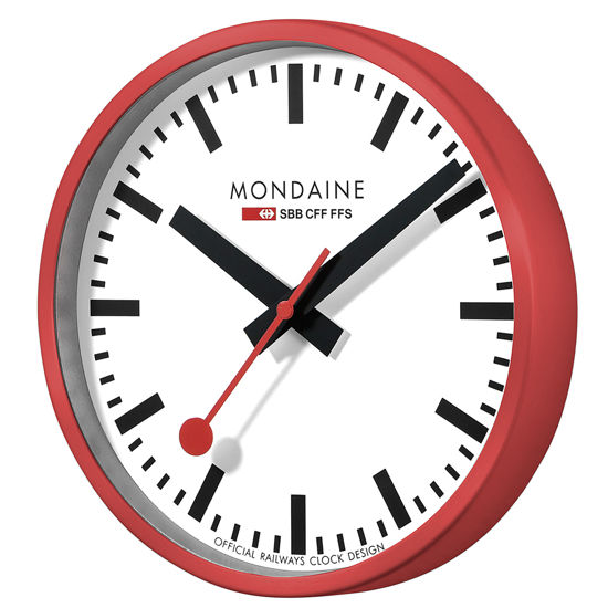 Image sur Horloge murale Mondaine Ø 25 cm, rouge/blanc