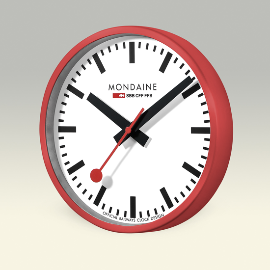 Bild von Mondaine Wanduhr Ø 25 cm, rot/weiss